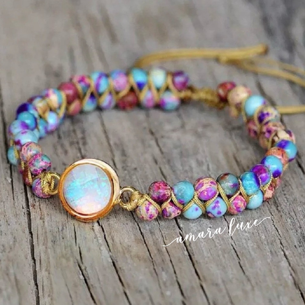 Opal & Sea Sediment Jasper Bracelet